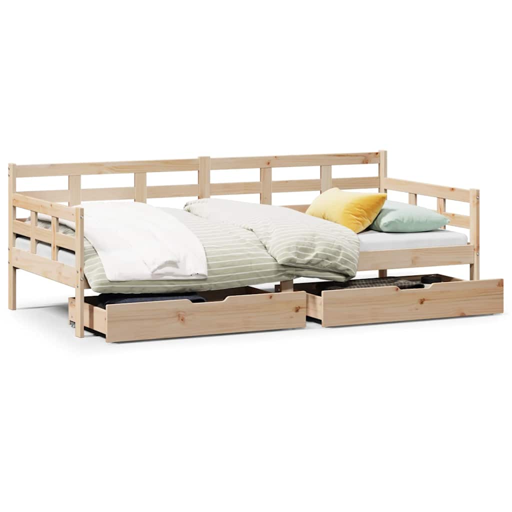 daybed med skuffer 90x190 cm massivt fyrretræ
