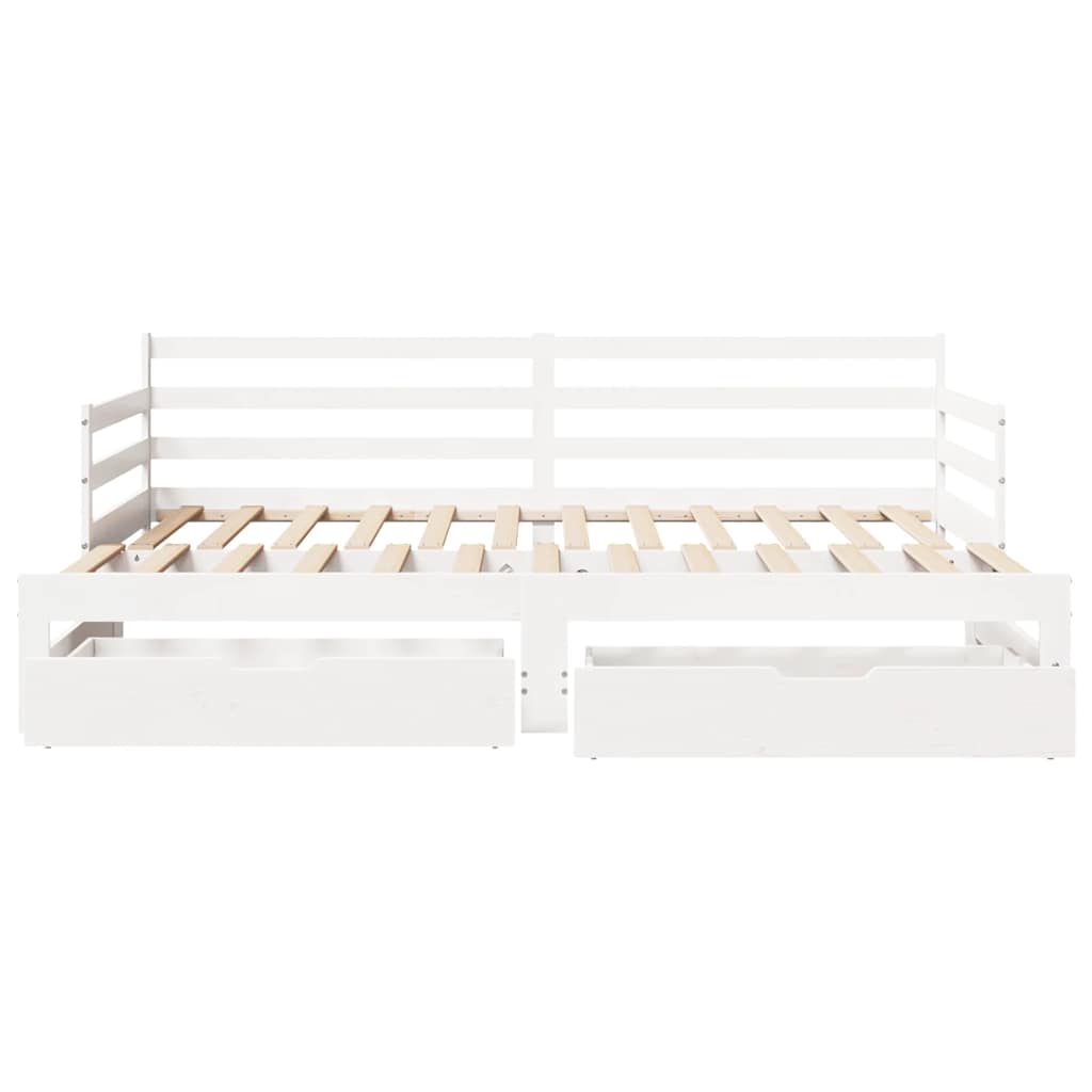 daybed med skuffer 90x200 cm massivt fyrretræ hvid