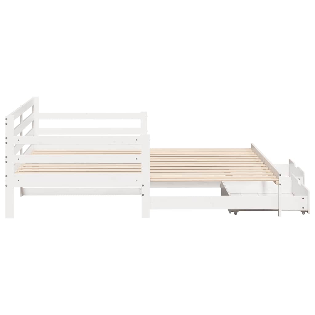 daybed med skuffer 90x200 cm massivt fyrretræ hvid