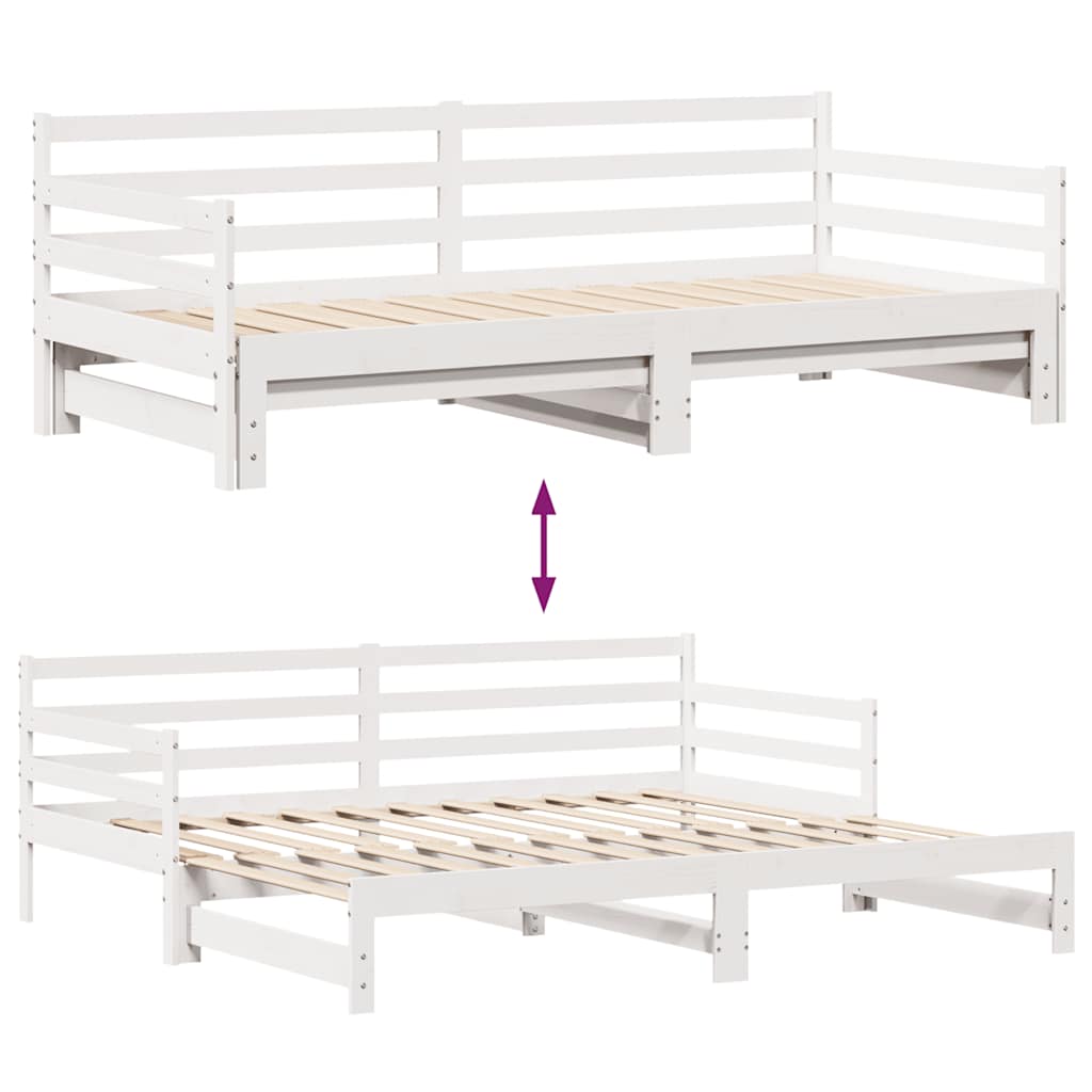 daybed med skuffer 90x200 cm massivt fyrretræ hvid