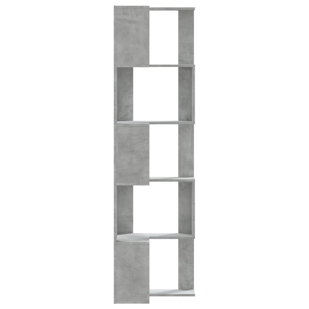 bogreol til hjørne 50x50x179cm 5hylder konstrueret træ betongrå