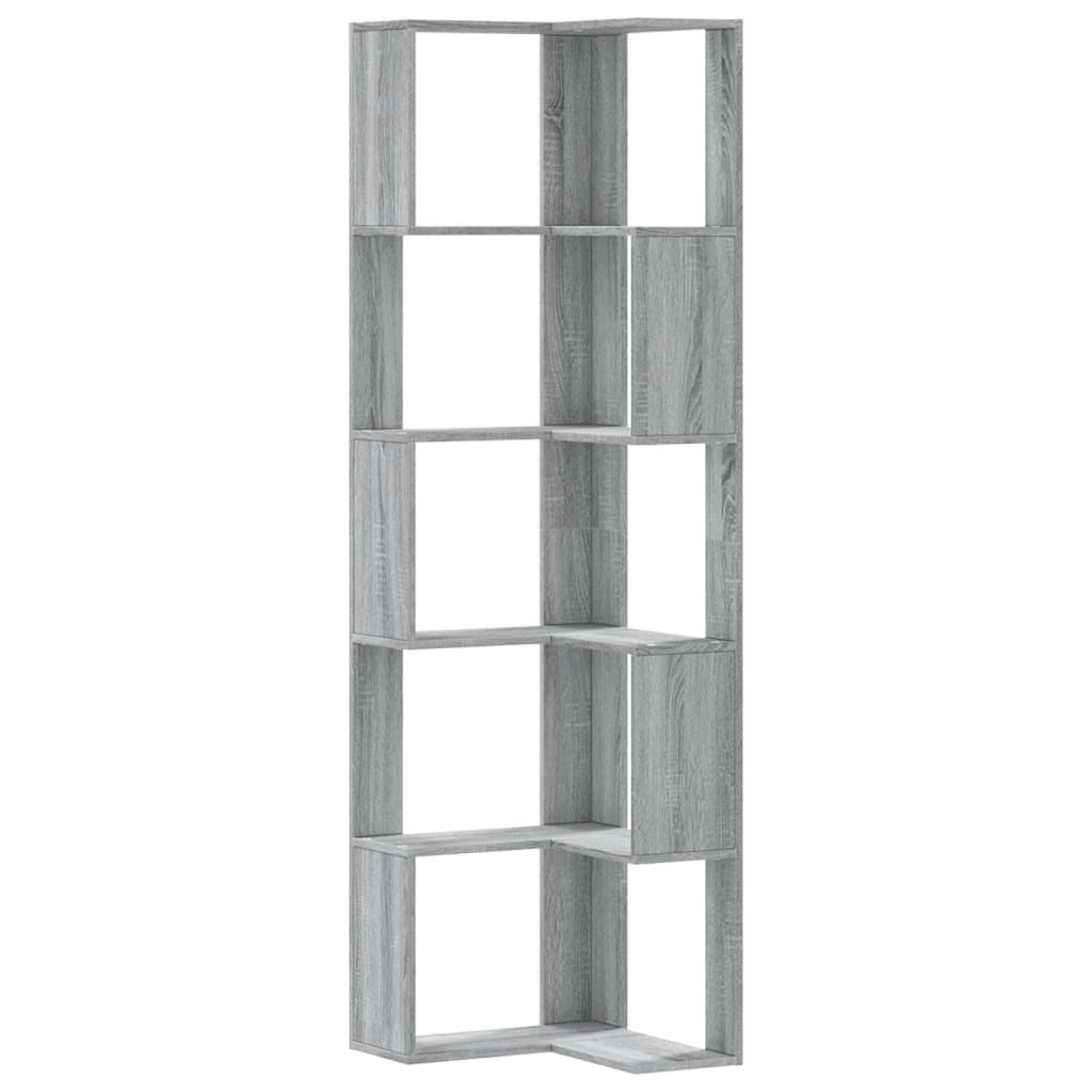 bogreol til hjørne 80x30x154 cm 5 hylder konstrueret træ