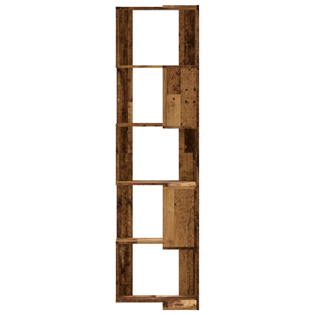 bogreol til hjørne 50x50x179 cm 5 hylder konstrueret træ