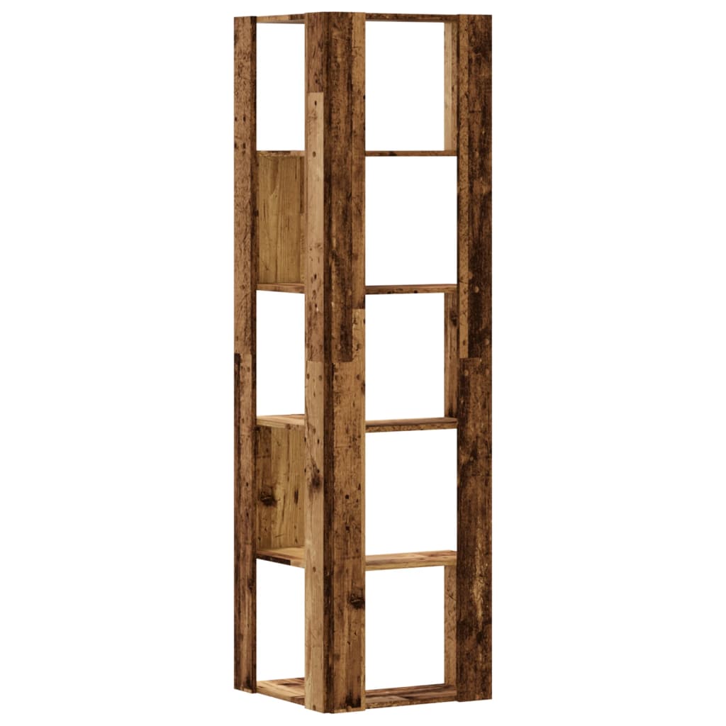 bogreol til hjørne 50x50x179 cm 5 hylder konstrueret træ