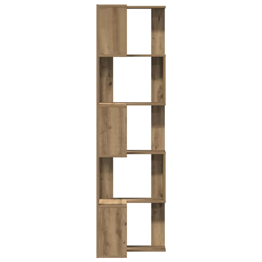 bogreol til hjørne 50x50x179 cm 5 hylder konstrueret træ eg