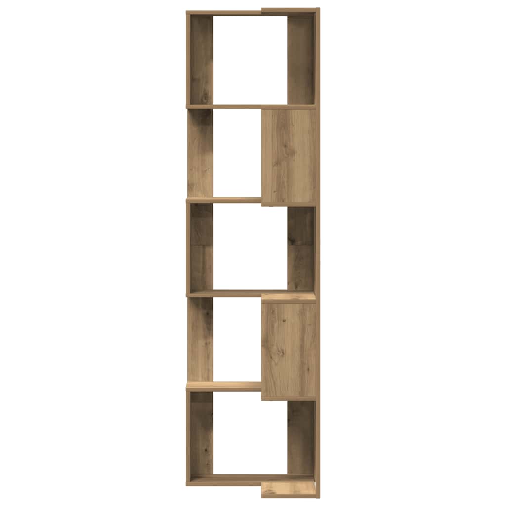 bogreol til hjørne 50x50x179 cm 5 hylder konstrueret træ eg