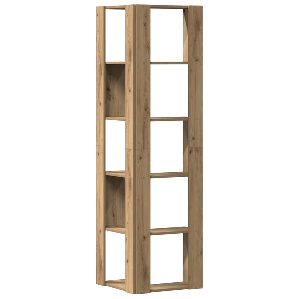 bogreol til hjørne 50x50x179 cm 5 hylder konstrueret træ eg
