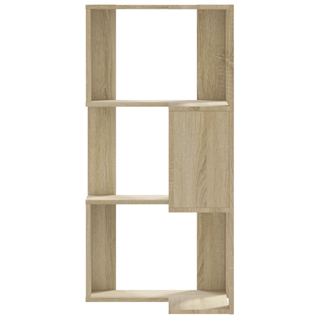 bogreol til hjørne 50x50x102 cm 3 hylder konstrueret træ