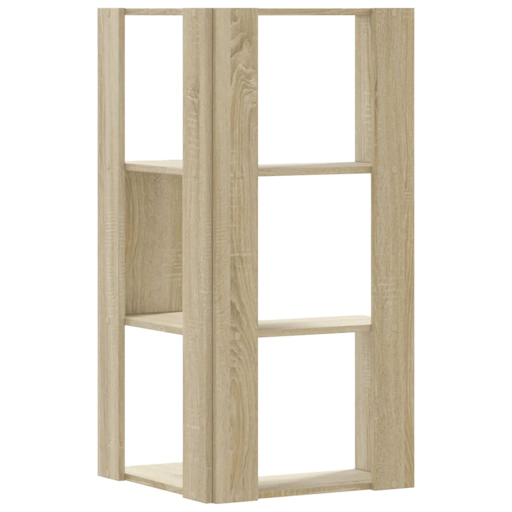 bogreol til hjørne 50x50x102 cm 3 hylder konstrueret træ
