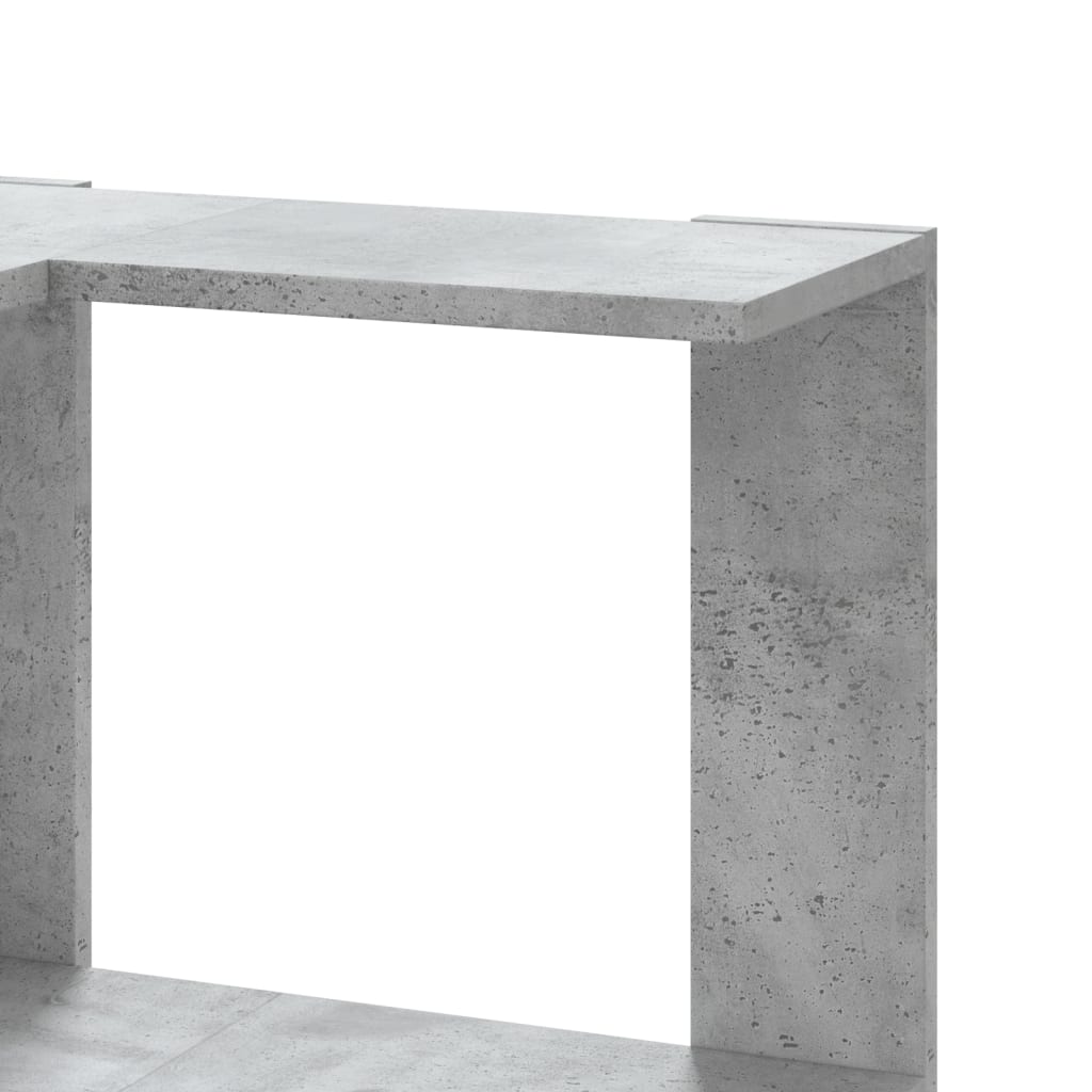bogreol til hjørne 50x50x102cm 3hylder konstrueret træ betongrå