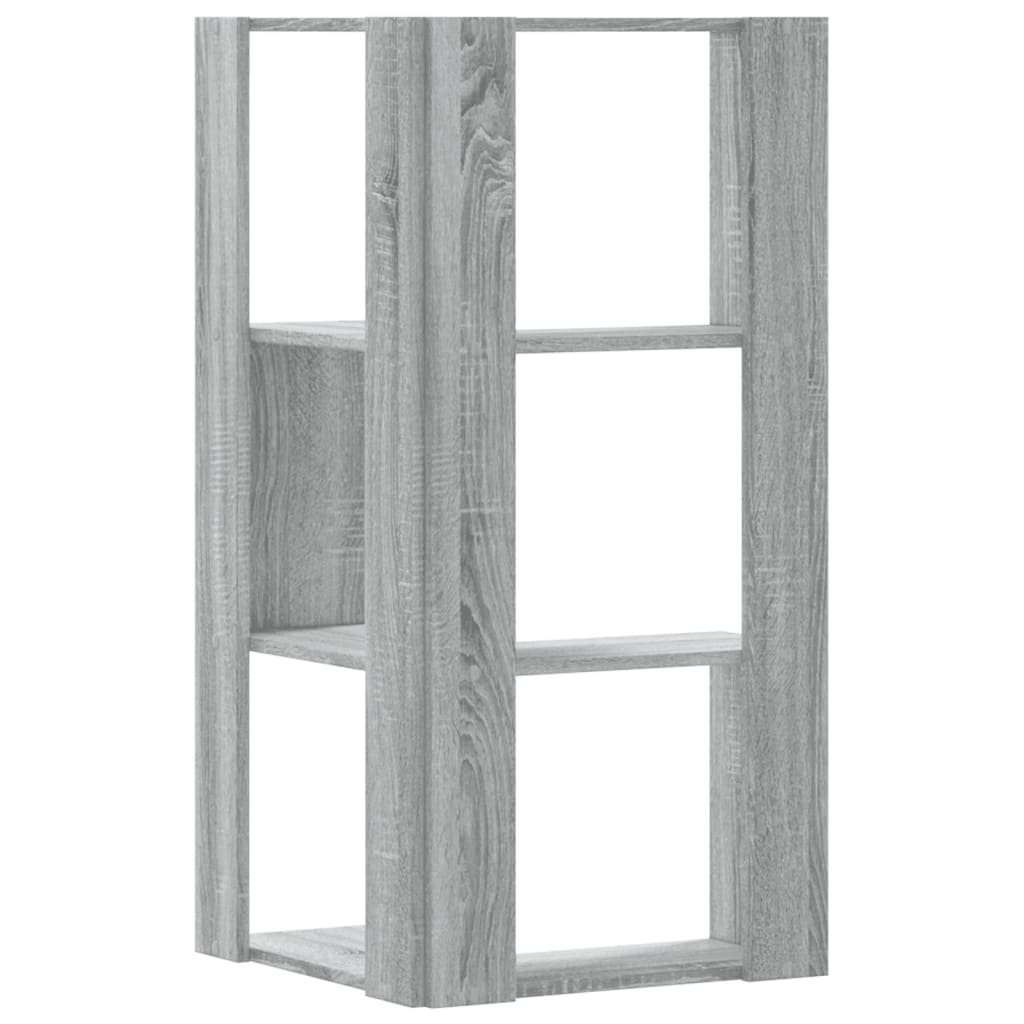 bogreol til hjørne 50x50x102 cm 3 hylder konstrueret træ
