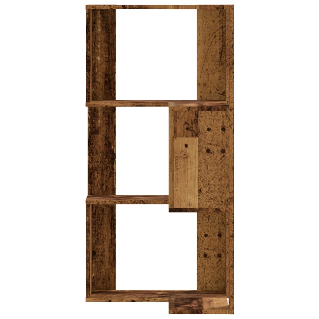 bogreol til hjørne 50x50x102 cm 3 hylder konstrueret træ
