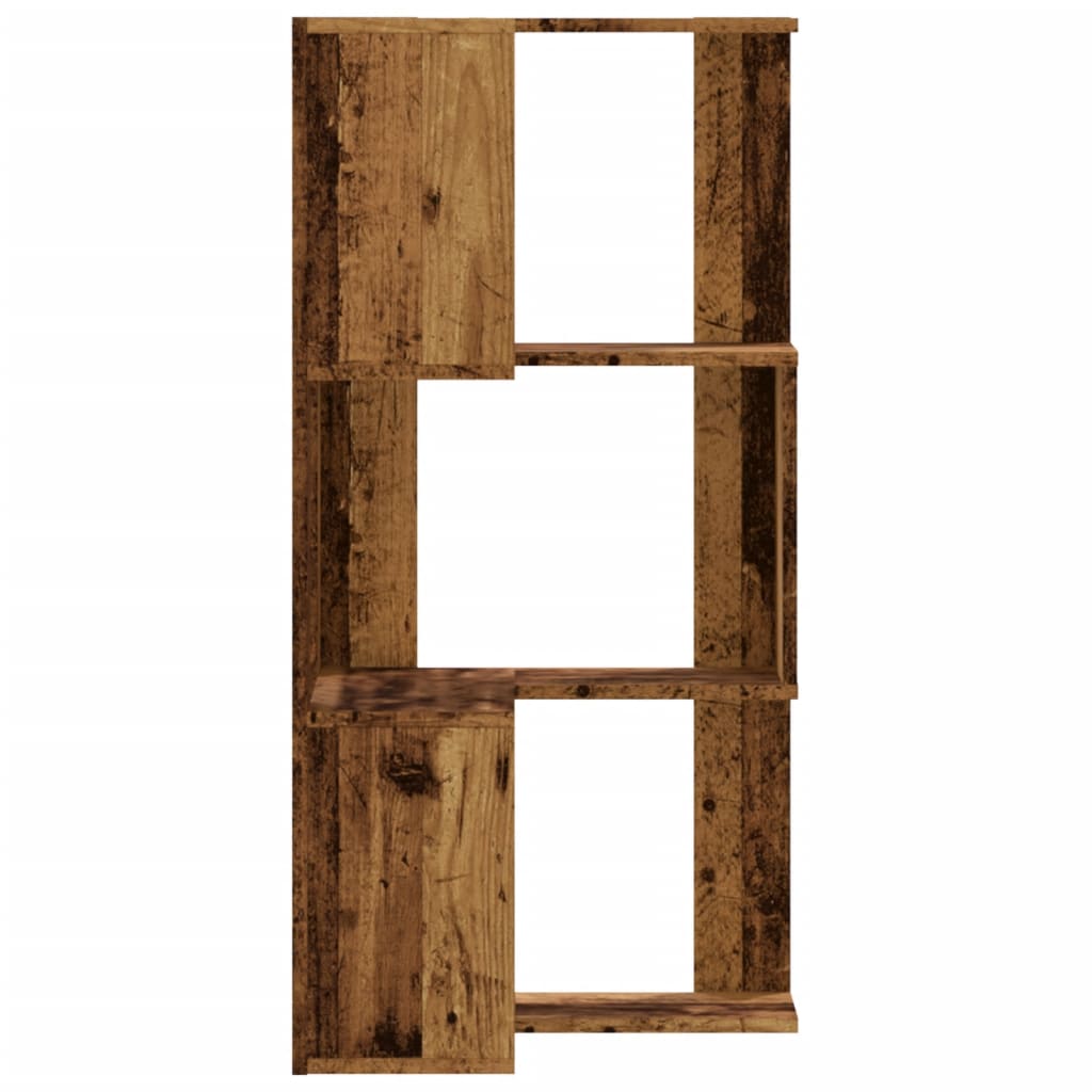 bogreol til hjørne 50x50x102 cm 3 hylder konstrueret træ