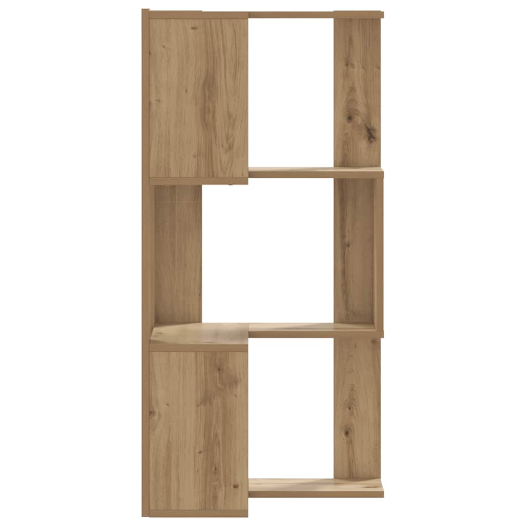 bogreol til hjørne 50x50x102 cm 3 hylder konstrueret træ egetræ