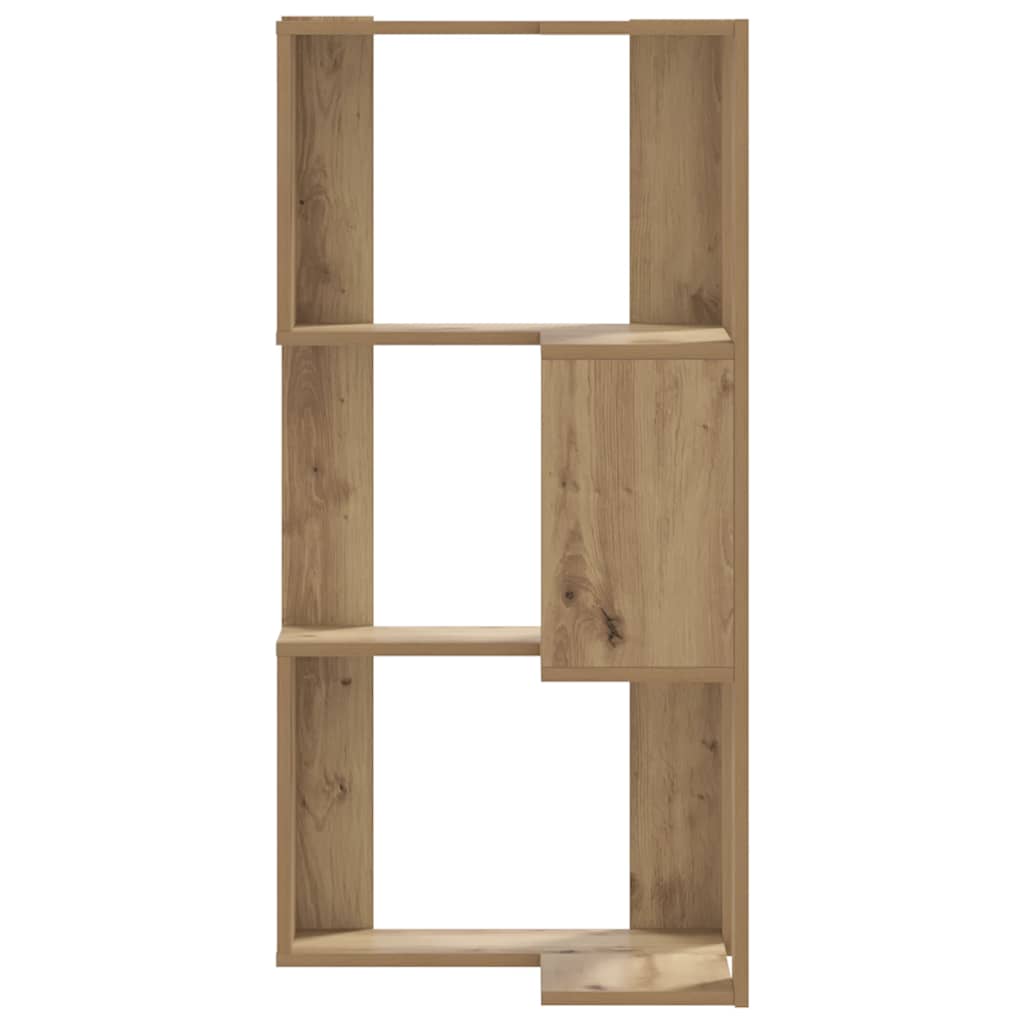 bogreol til hjørne 50x50x102 cm 3 hylder konstrueret træ egetræ