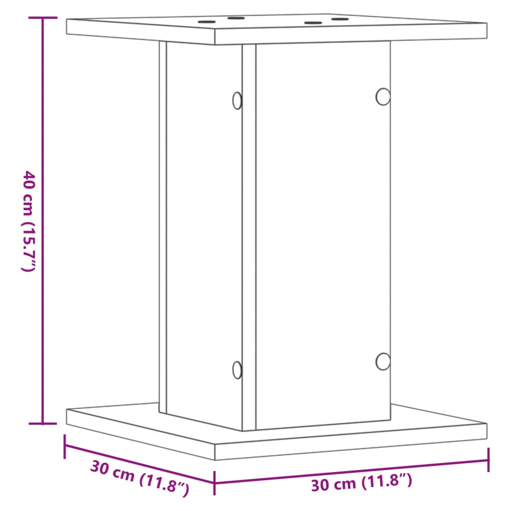 højtalerstativer 2 stk. 30x30x40cm konstrueret træ røget egetræ