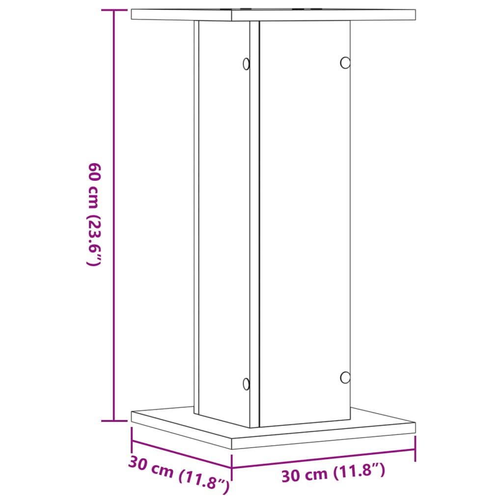 højtalerstativer 2 stk. 30x30x60 cm konstrueret træ betongrå