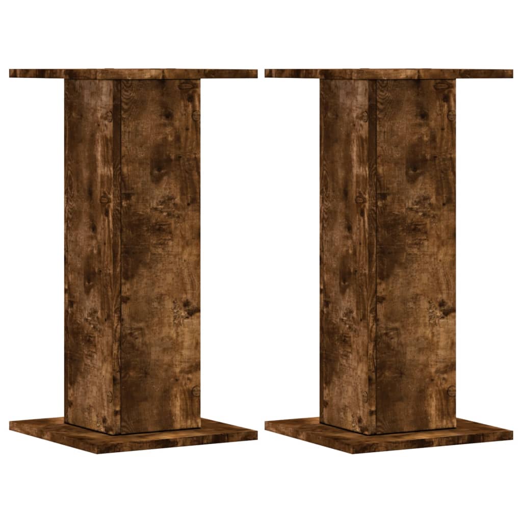 højtalerstativer 2 stk. 30x30x60cm konstrueret træ røget egetræ