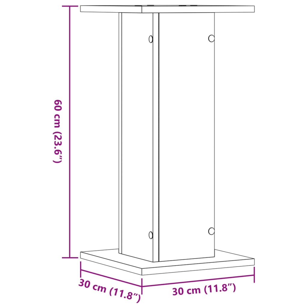 højtalerstativer 2 stk. 30x30x60 cm konstrueret træ antikt træ