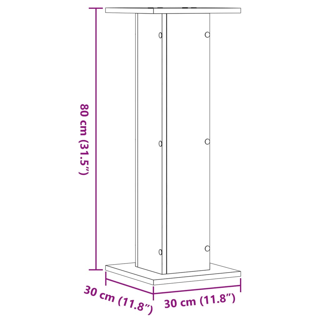 højtalerstativer 2 stk. 30x30x80 cm konstrueret træ sonoma-eg