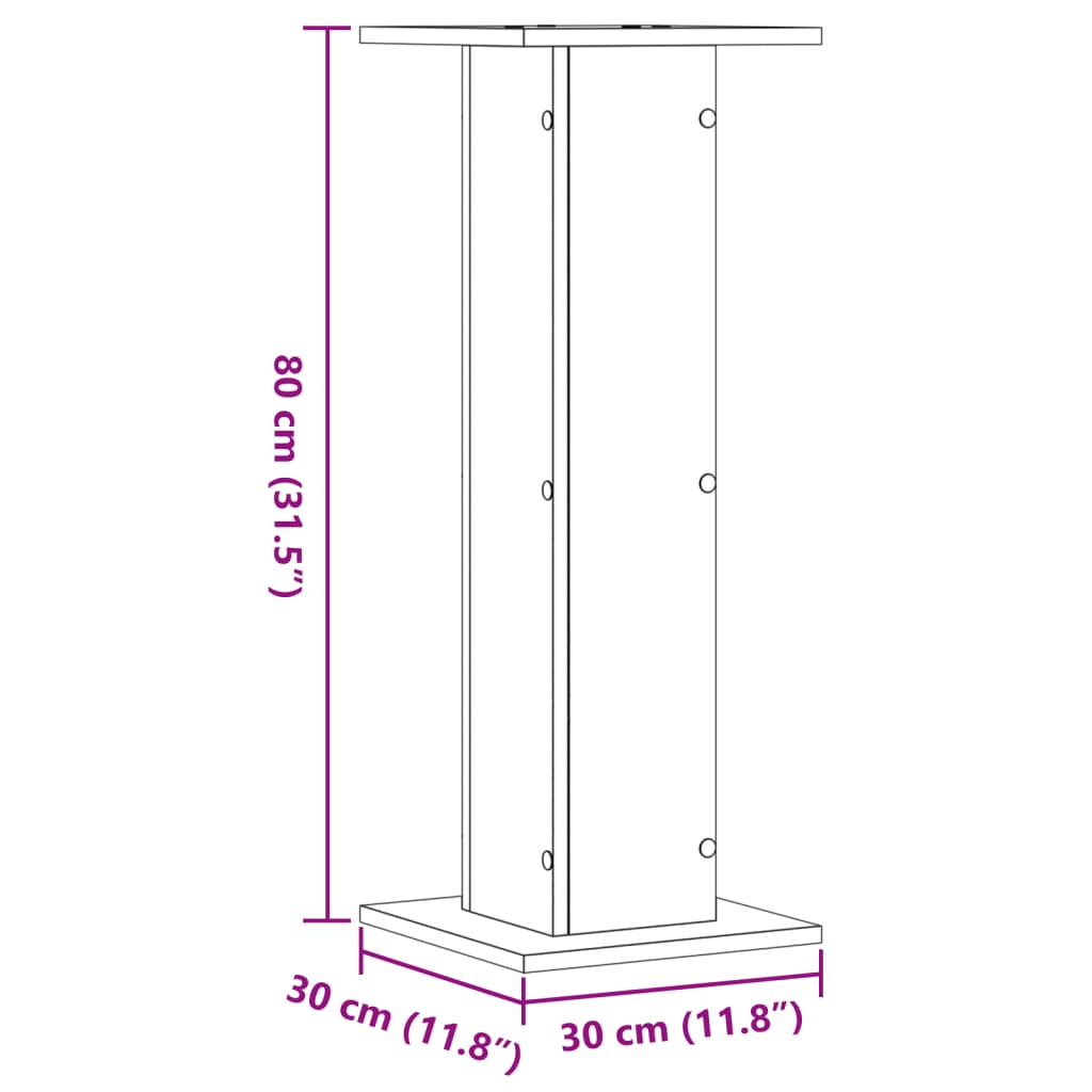 højtalerstativer 2 stk. 30x30x80 cm konstrueret træ betongrå