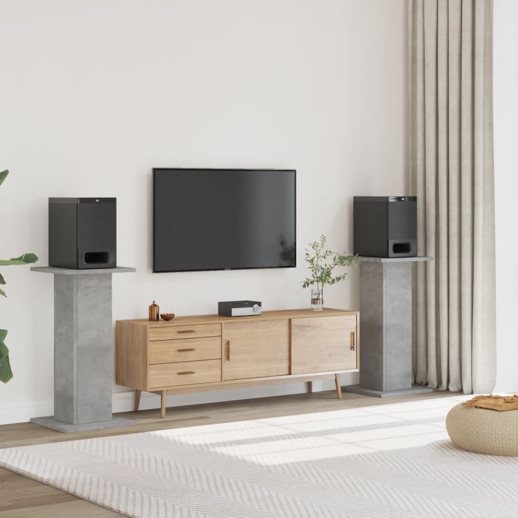 højtalerstativer 2 stk. 30x30x80 cm konstrueret træ betongrå