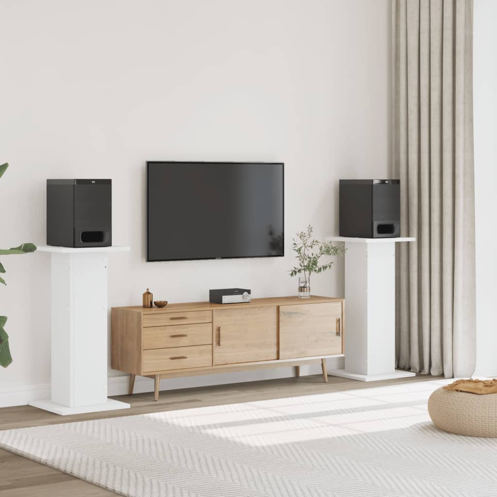 højtalerstativer 2 stk. 30x30x95 cm konstrueret træ hvid