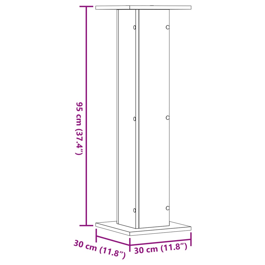 højtalerstativer 2 stk. 30x30x95 cm konstrueret træ sonoma-eg