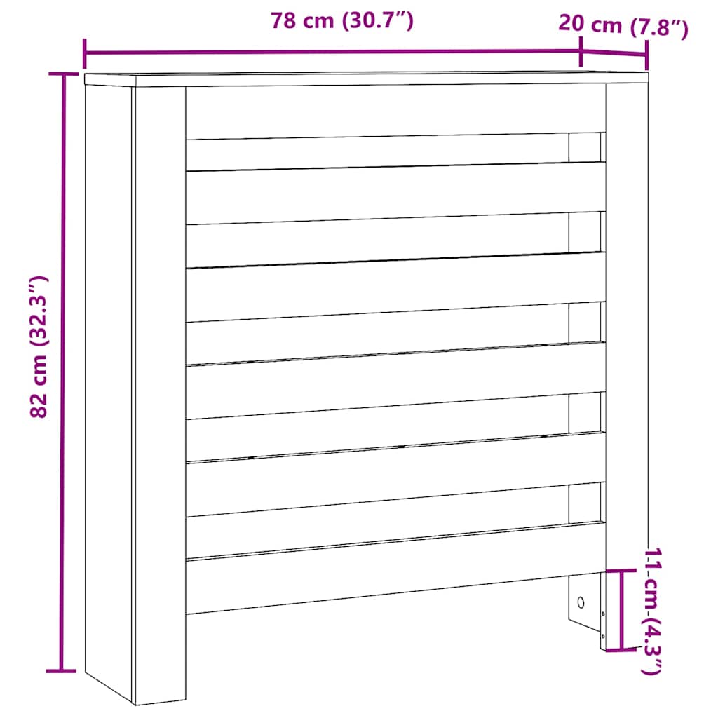 radiatorskjuler 78x20x82 cm konstrueret træ sort