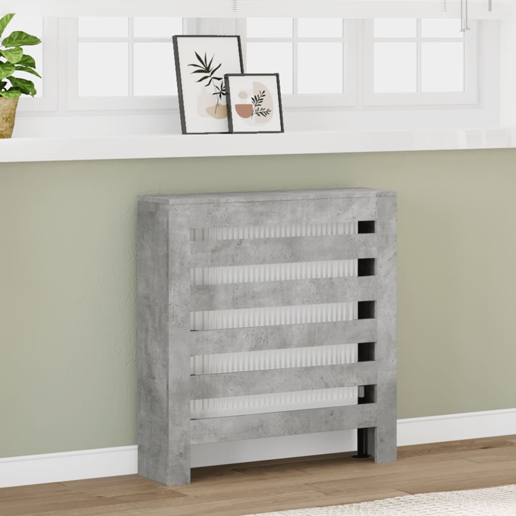 radiatorskjuler 78x20x82 cm konstrueret træ betongrå