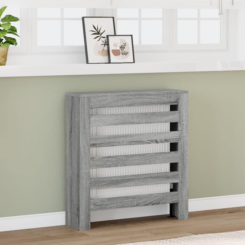 radiatorskjuler 78x20x82 cm konstrueret træ grå sonoma-eg