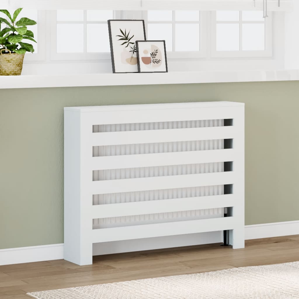 radiatorskjuler 104x20x82 cm konstrueret træ hvid