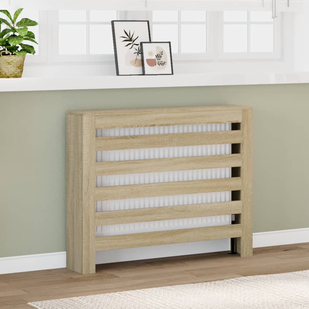 radiatorskjuler 104x20x82 cm konstrueret træ sonoma-eg