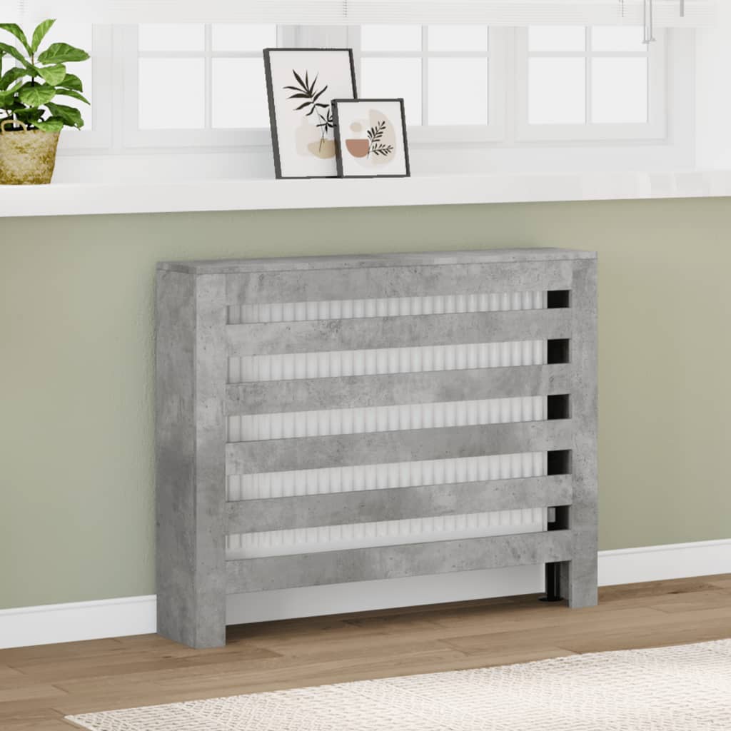 radiatorskjuler 104x20x82 cm konstrueret træ betongrå