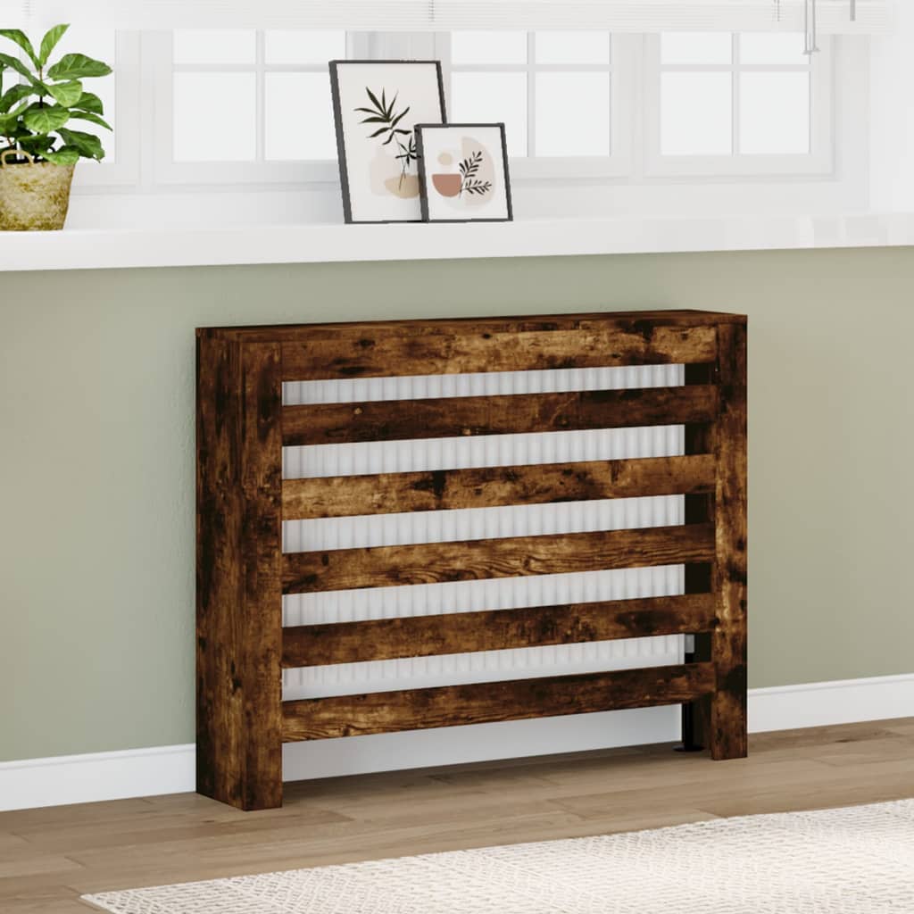 radiatorskjuler 104x20x82 cm konstrueret træ røget egetræsfarve