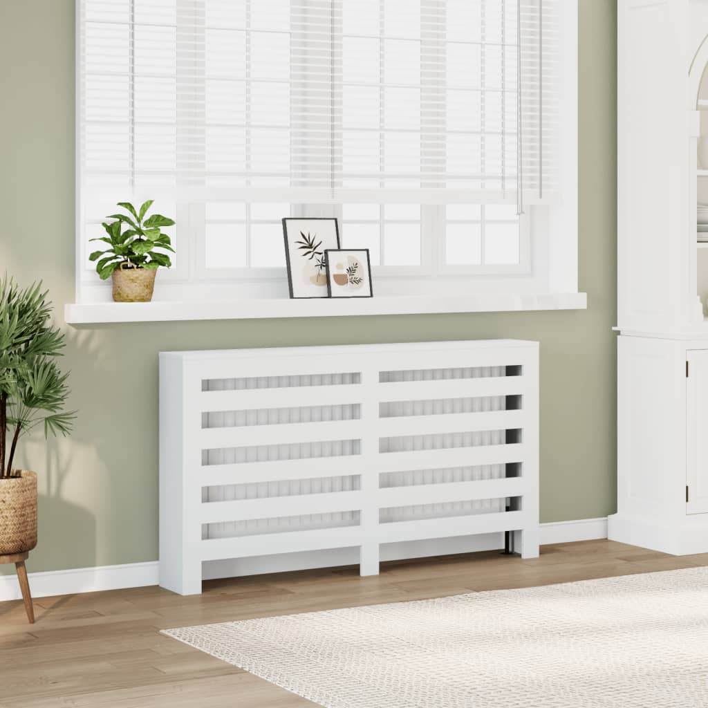 radiatorskjuler 149x20x82 cm konstrueret træ hvid