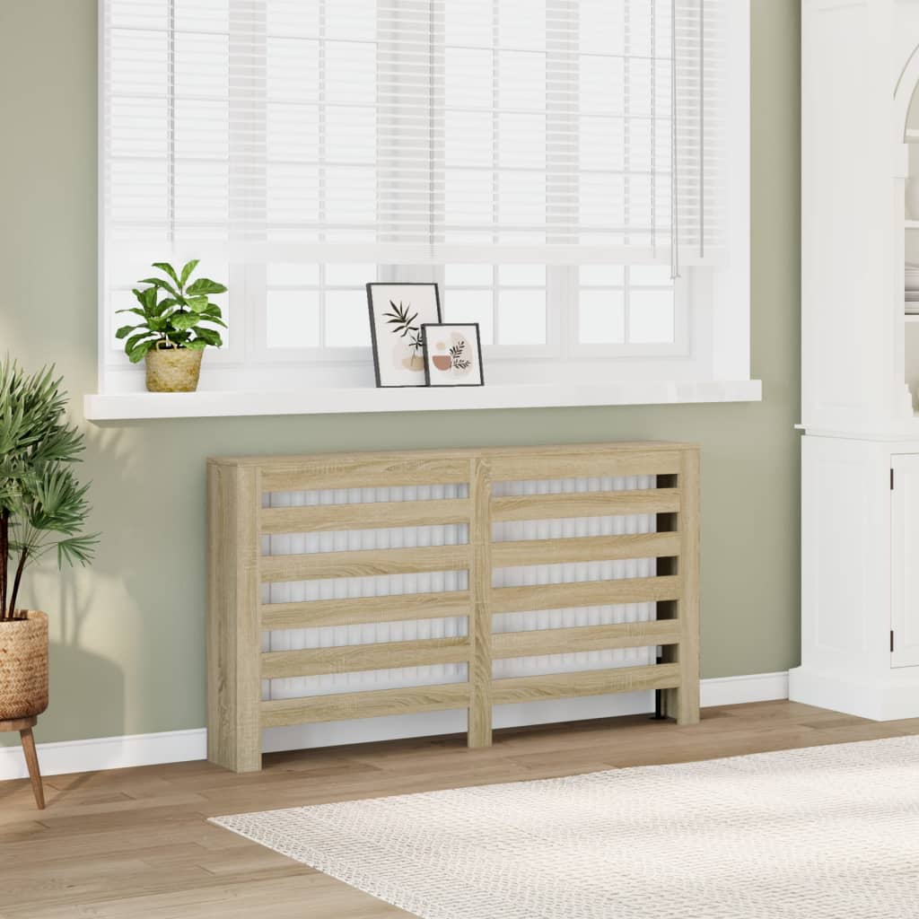 radiatorskjuler 149x20x82 cm konstrueret træ sonoma-eg