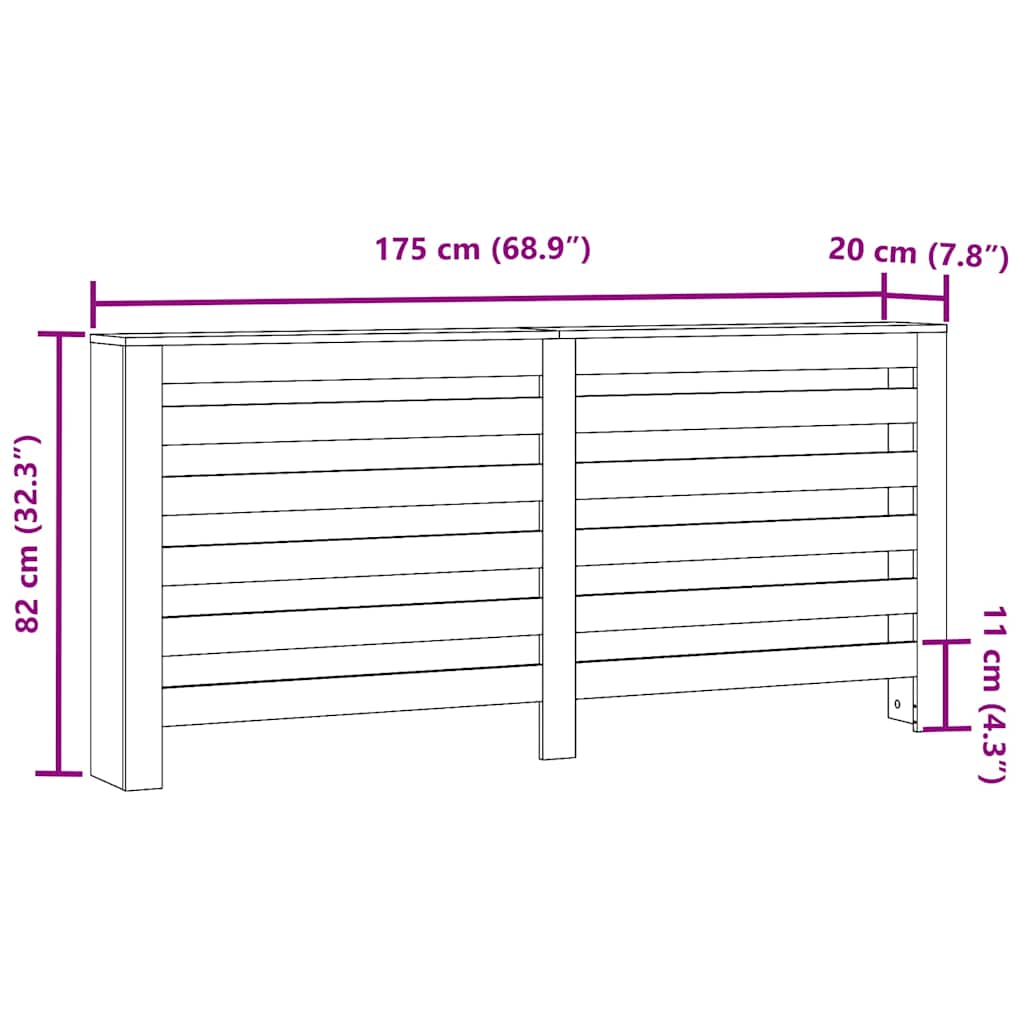 radiatorskjuler 175x20x82 cm konstrueret træ sort