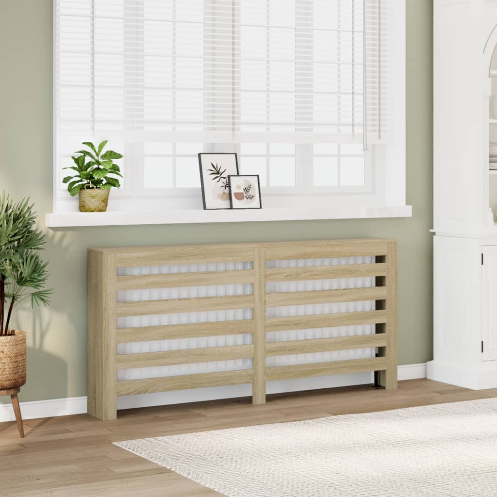radiatorskjuler 175x20x82 cm konstrueret træ sonoma-eg