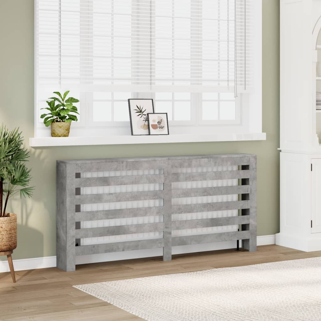 radiatorskjuler 175x20x82 cm konstrueret træ betongrå