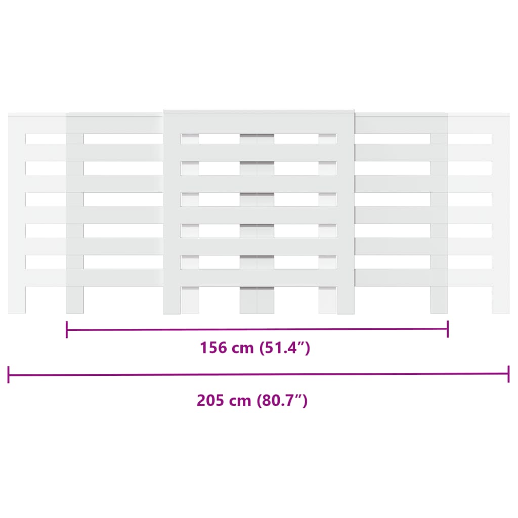 radiatorskjuler 205x21,5x83,5 cm konstrueret træ hvid