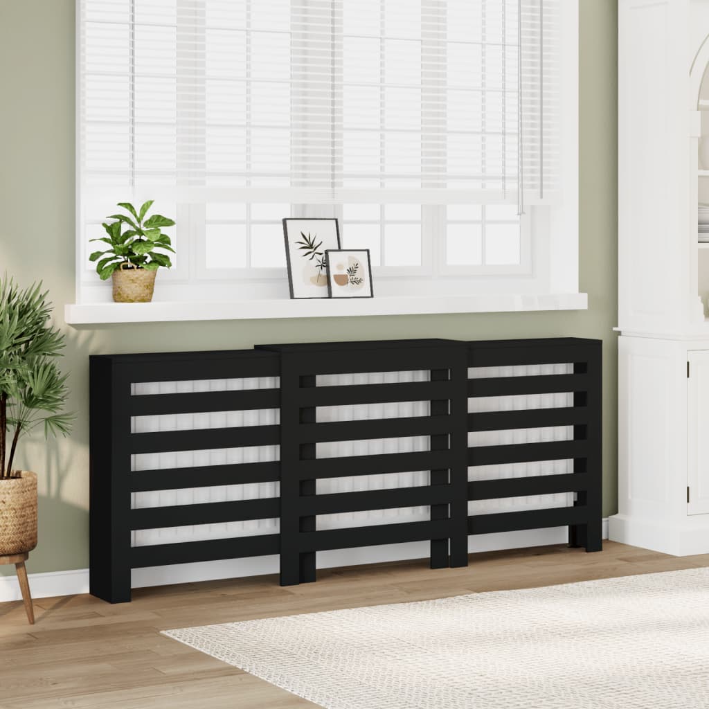 radiatorskjuler 205x21,5x83,5 cm konstrueret træ sort