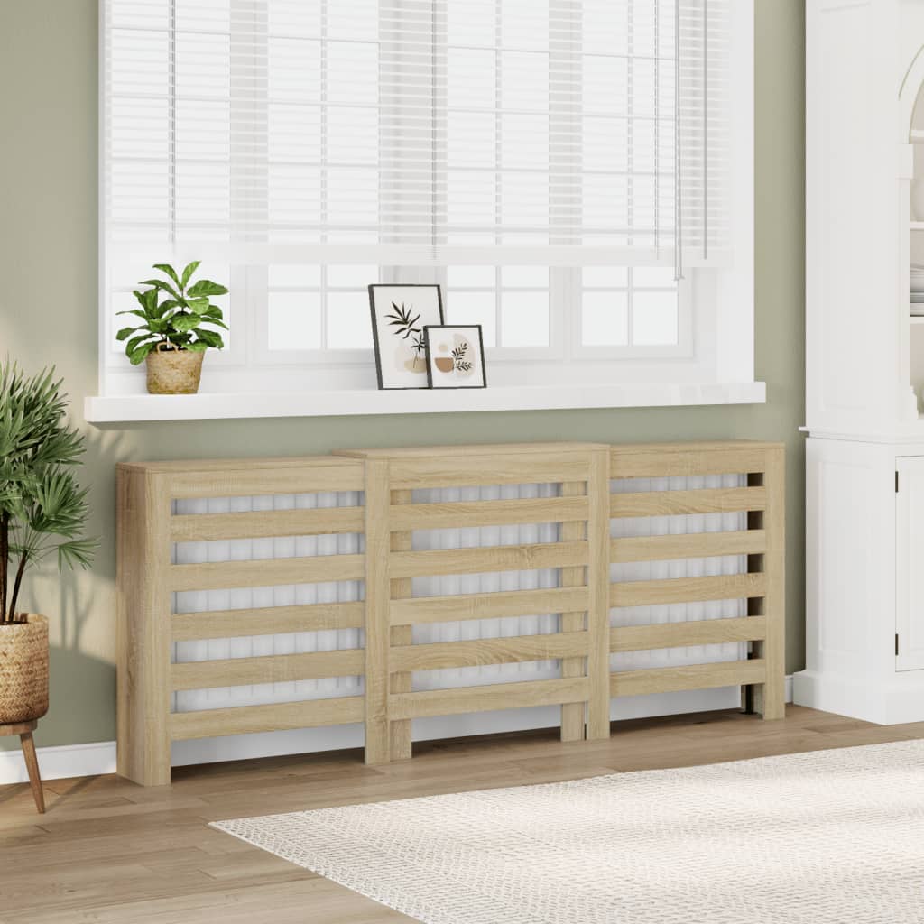 radiatorskjuler 205x21,5x83,5 cm konstrueret træ sonoma-eg