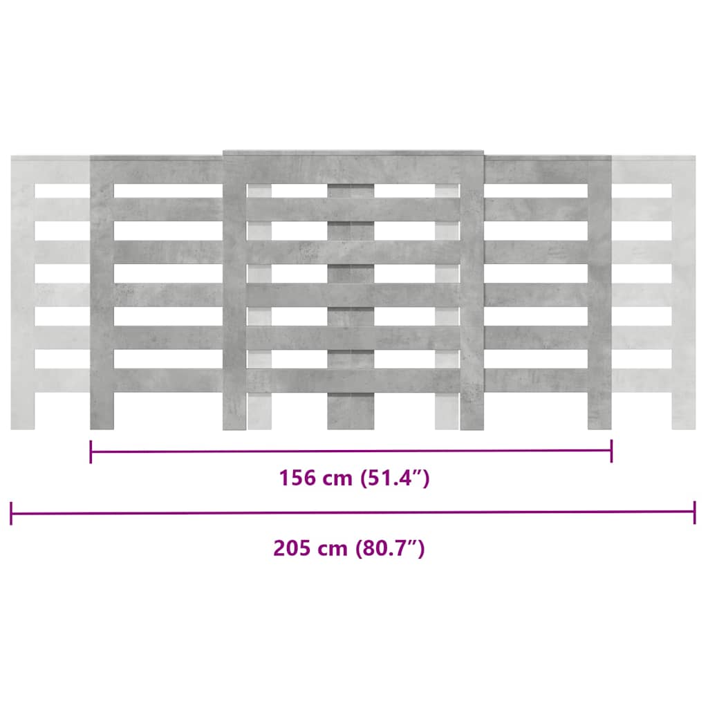 Radiatorcover Betongrå 205 x 21,5 x 83,5 cm Konstrueret træ