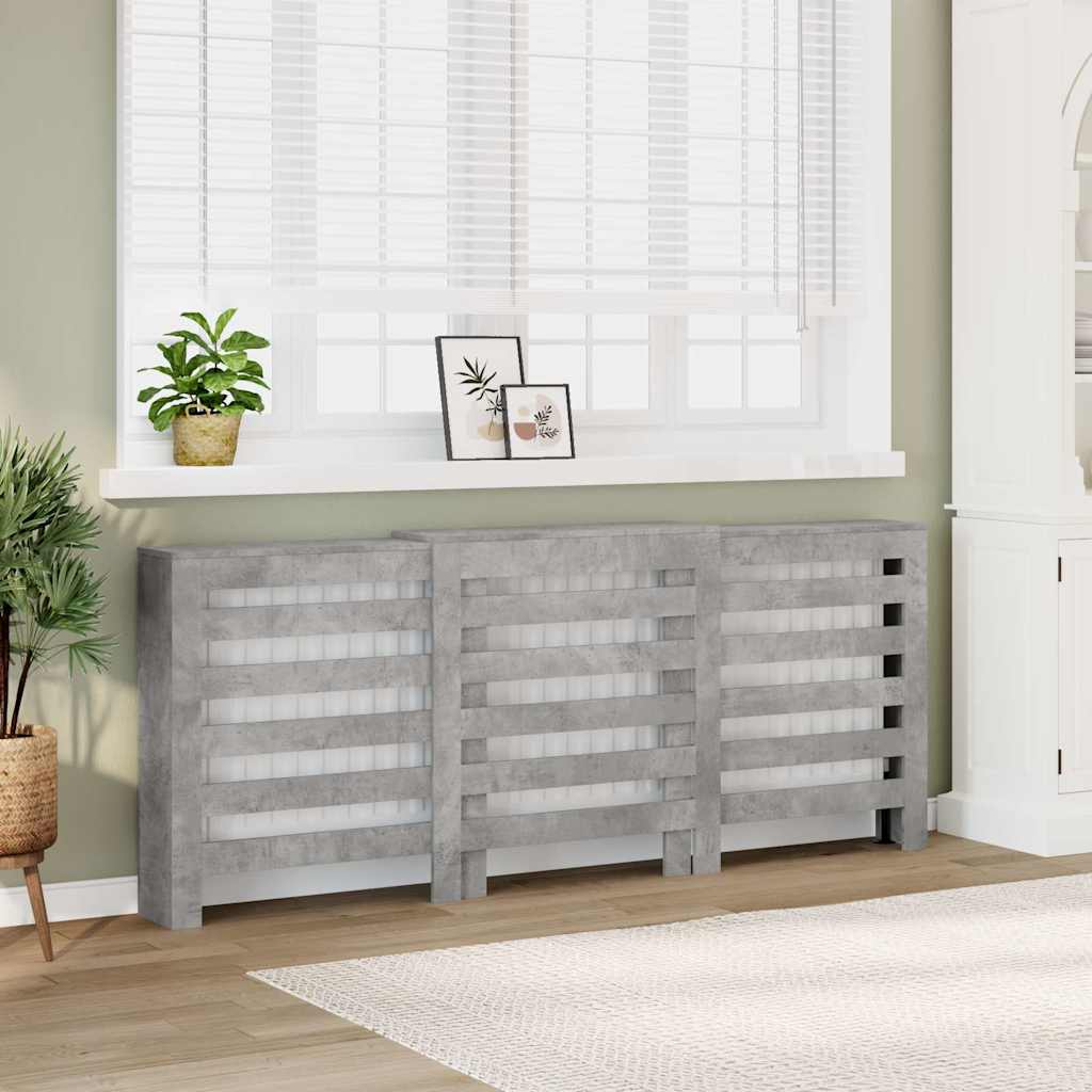 Radiatorcover Betongrå 205 x 21,5 x 83,5 cm Konstrueret træ