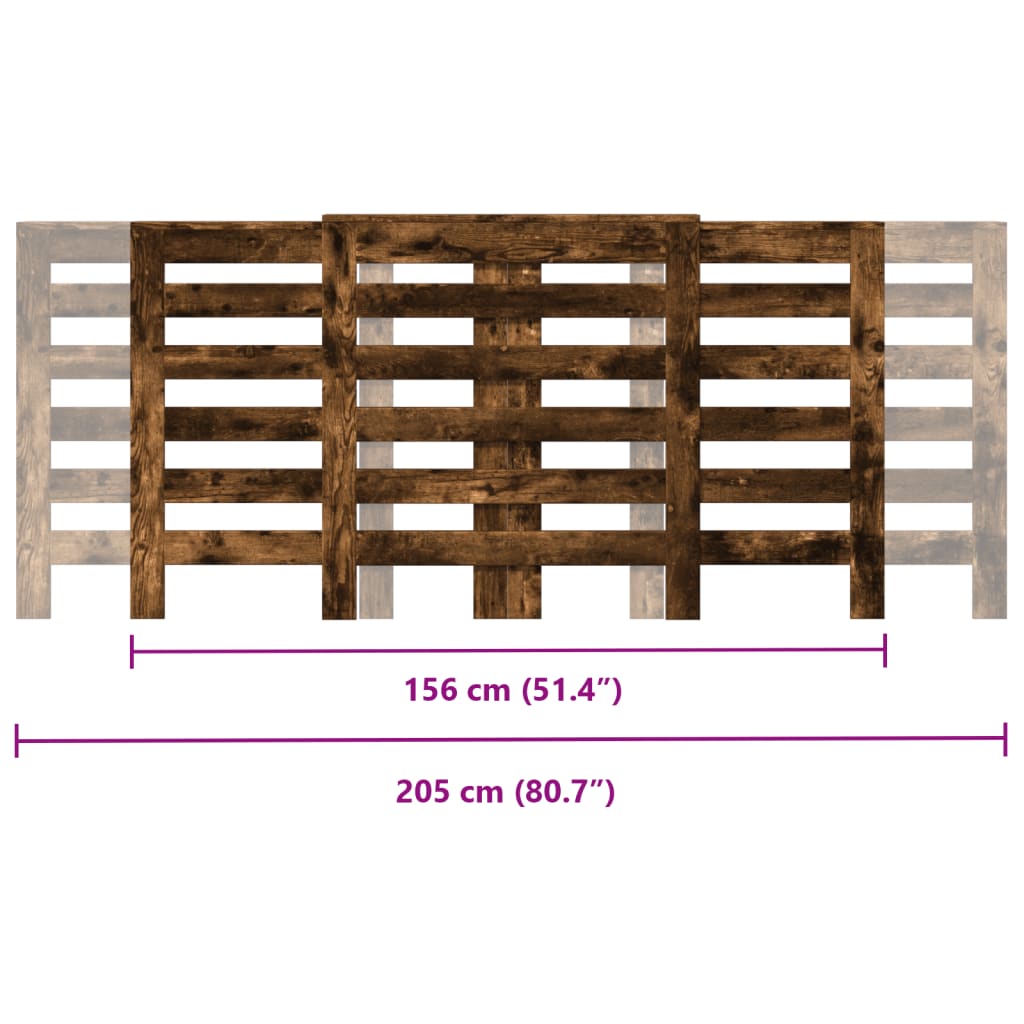 radiatorskjuler 205x21,5x83,5 cm konstrueret træ røget egetræ