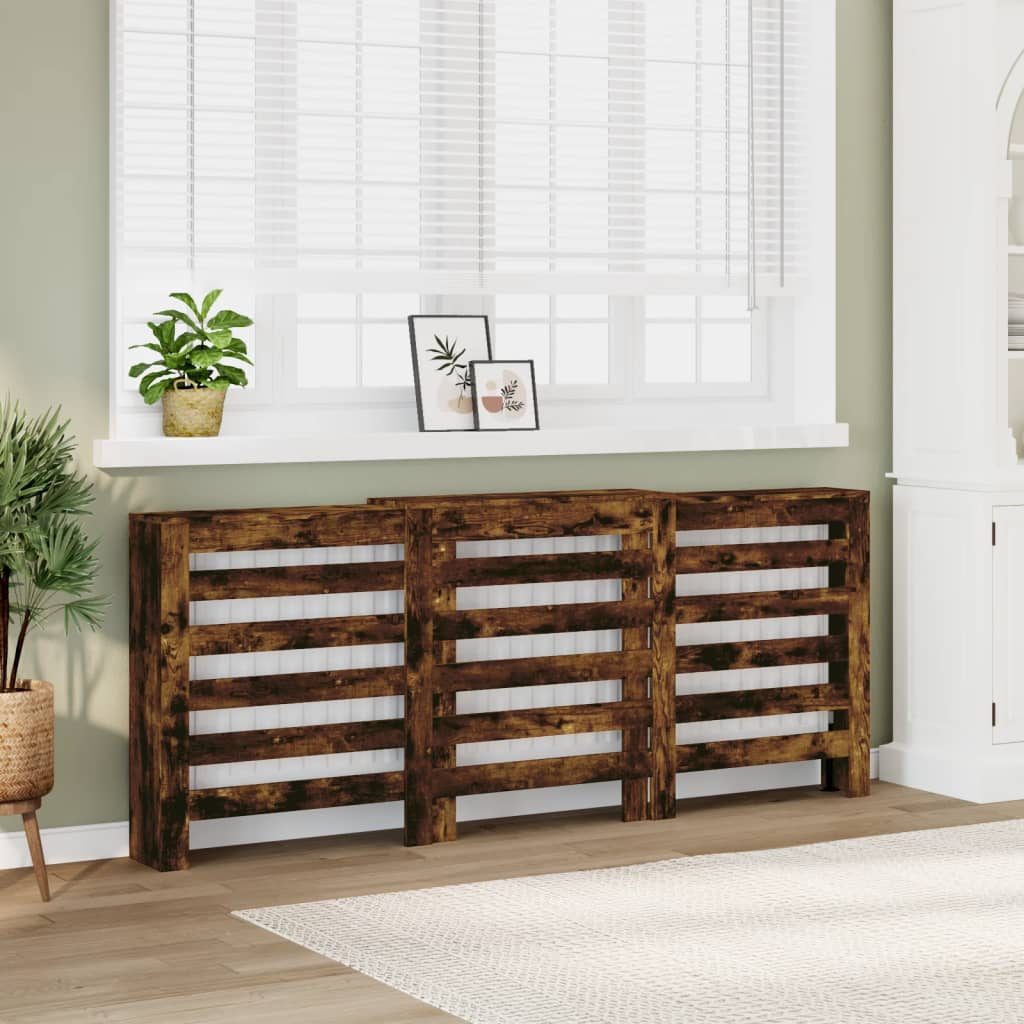 radiatorskjuler 205x21,5x83,5 cm konstrueret træ røget egetræ