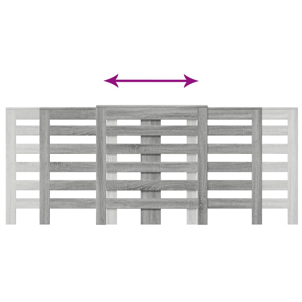 radiatorskjuler 205x21,5x83,5 cm konstrueret træ grå sonoma-eg