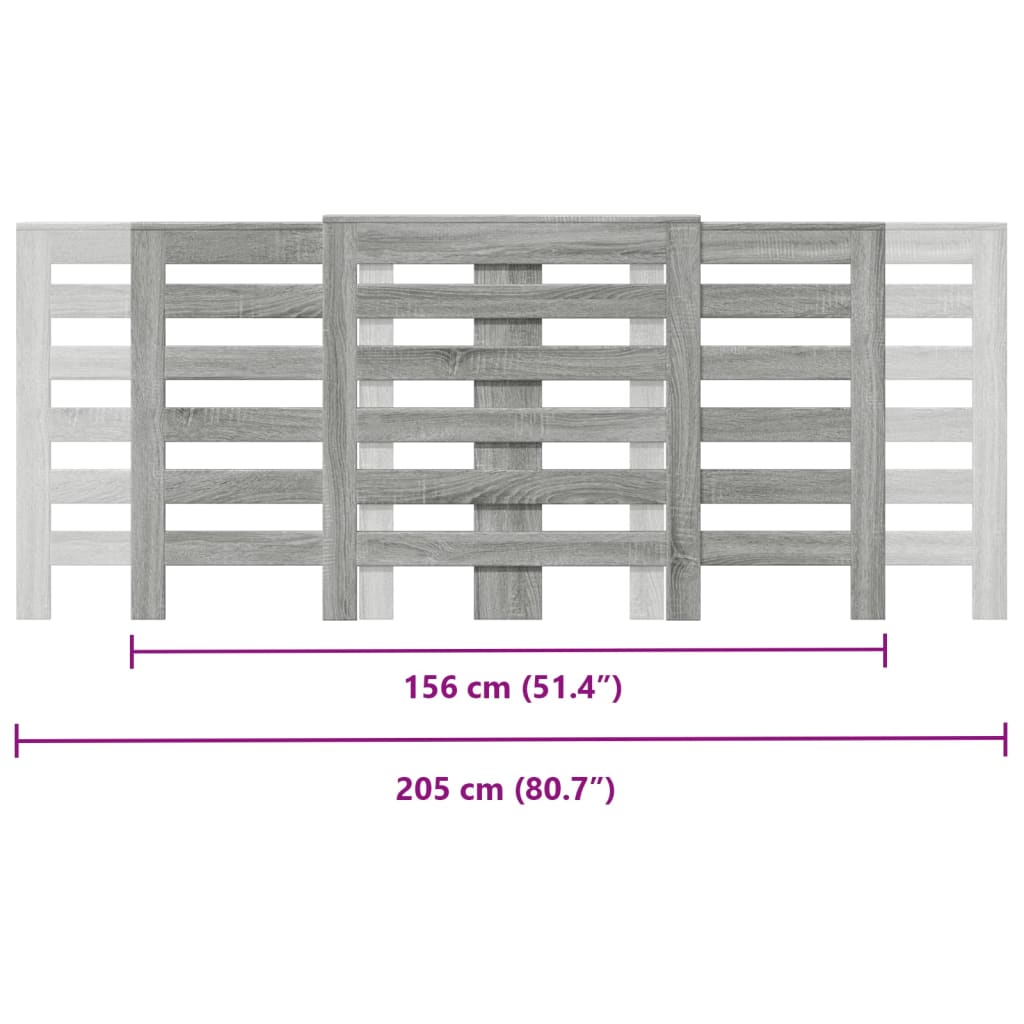 radiatorskjuler 205x21,5x83,5 cm konstrueret træ grå sonoma-eg