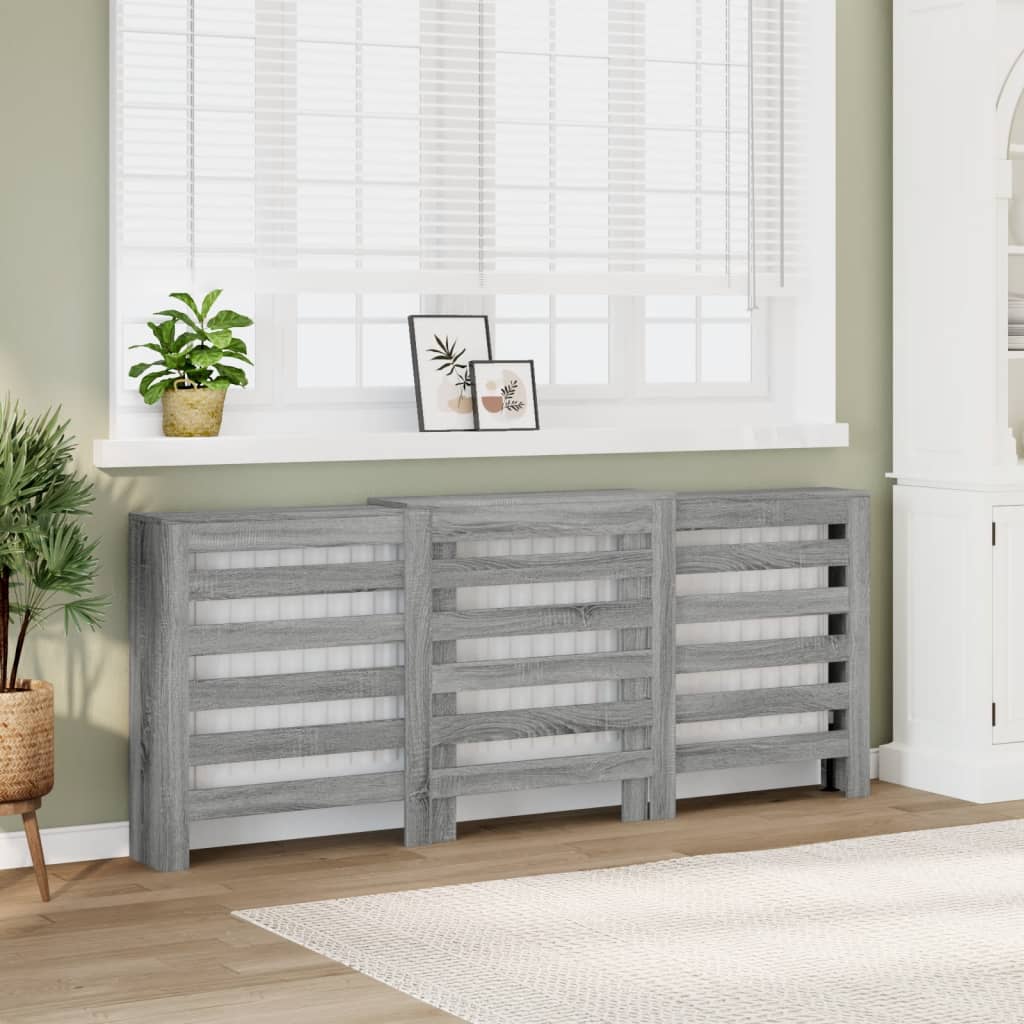 radiatorskjuler 205x21,5x83,5 cm konstrueret træ grå sonoma-eg